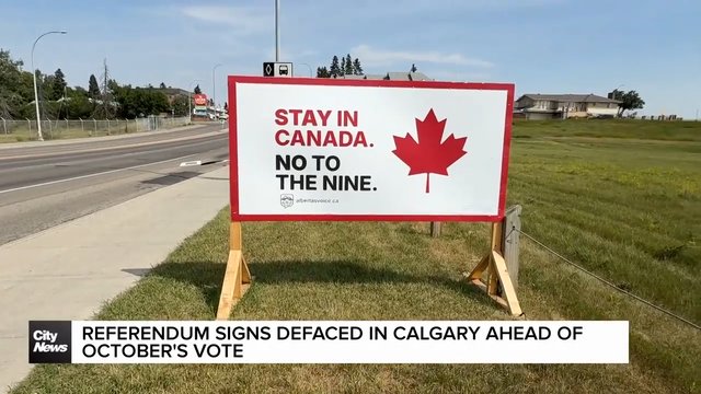 Referendum signs defaced in Calgary ahead of October's vote