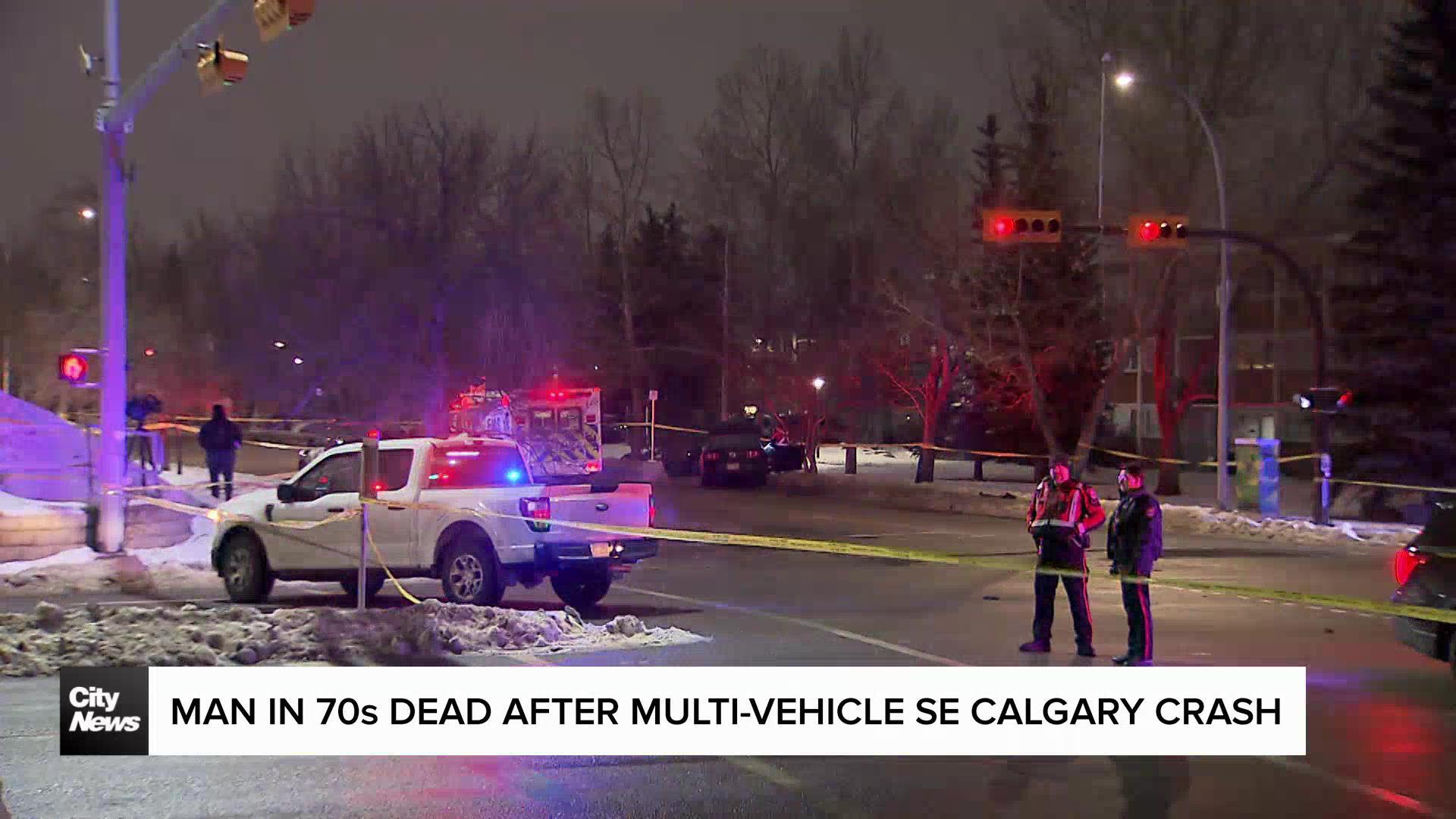 Man in 70s dead after multi-vehicle crash in SE Calgary