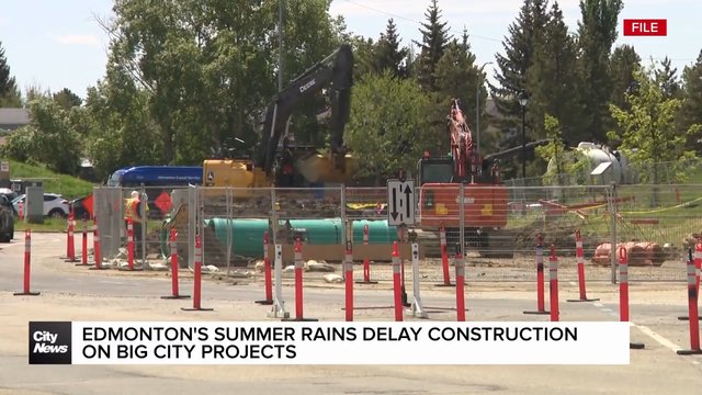 Edmonton summer rains delay city construction projects