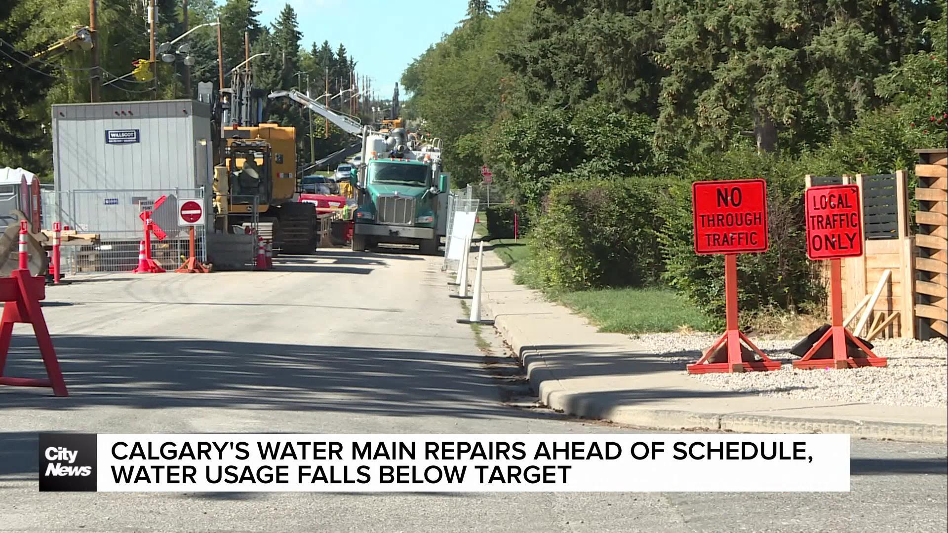 Calgary's water usage falls below target, repairs ahead of schedule