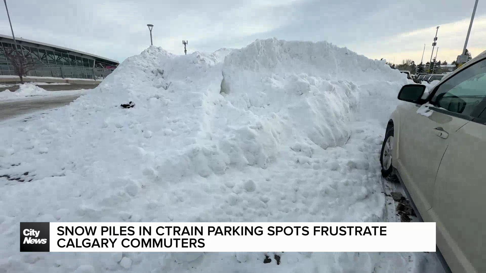 Snow piles in CTrain parking spots frustrate Calgary commuters