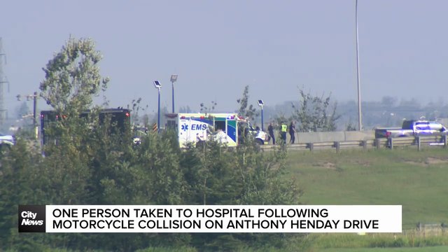 One person taken to hospital following motorcycle collision on Anthony Henday Drive