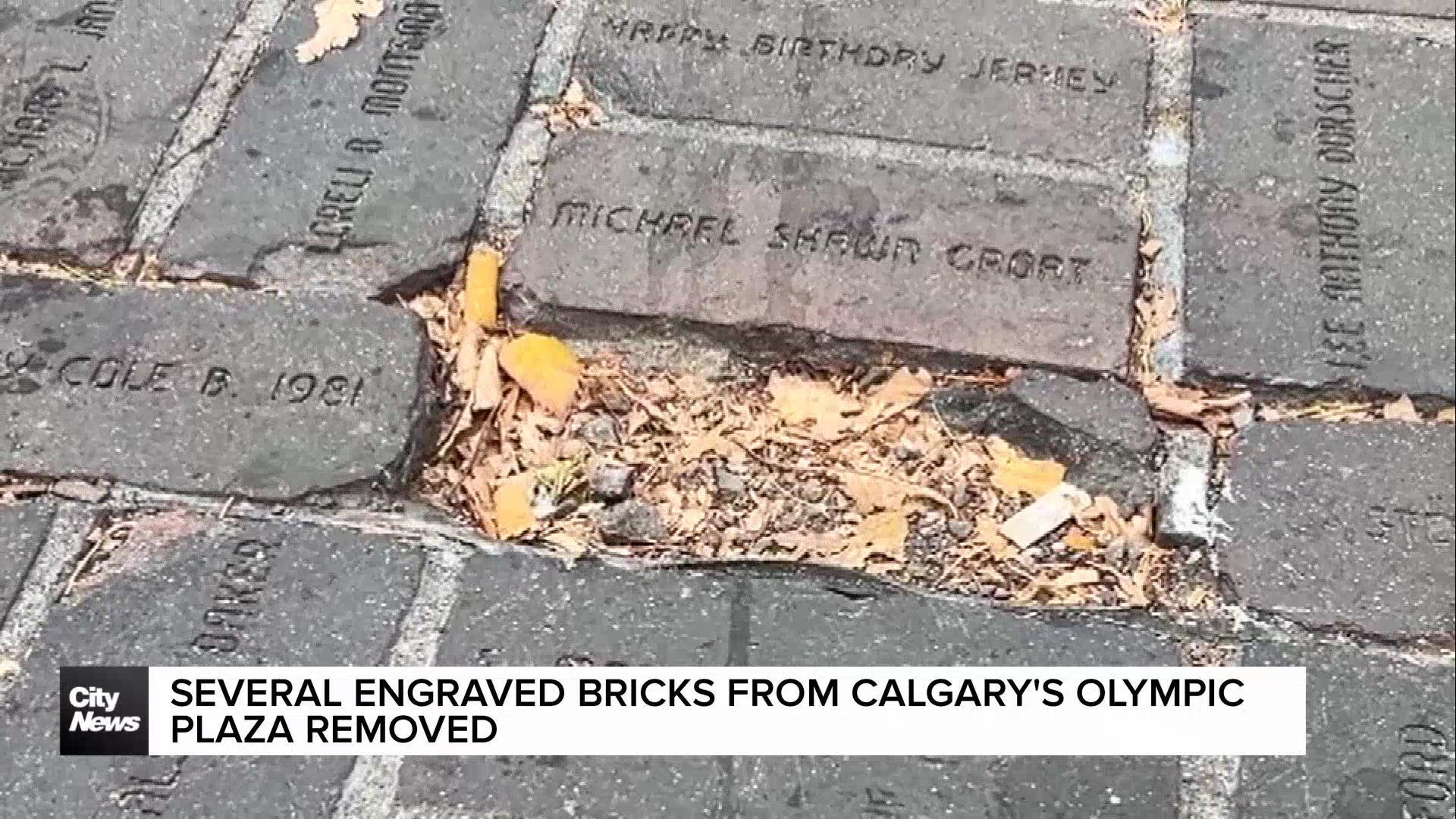 Several engraved bricks from Calgary’s Olympic Plaza removed