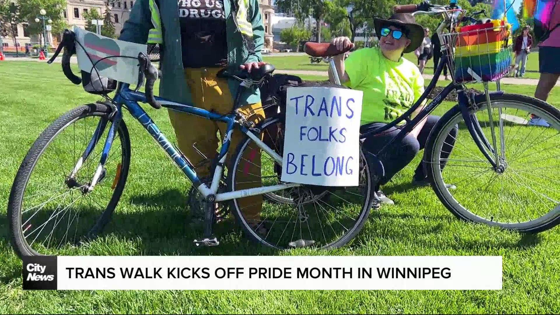 The streets of Winnipeg turned blue, pink and white for a Trans Pride Rally and March