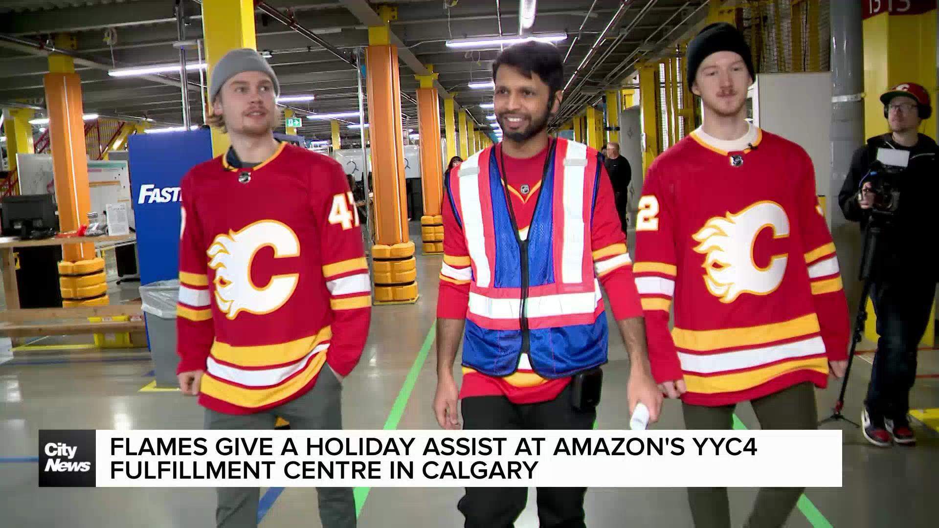 Calgary Flames give a holiday assist at Amazon’s YYC4 Fulfillment Centre