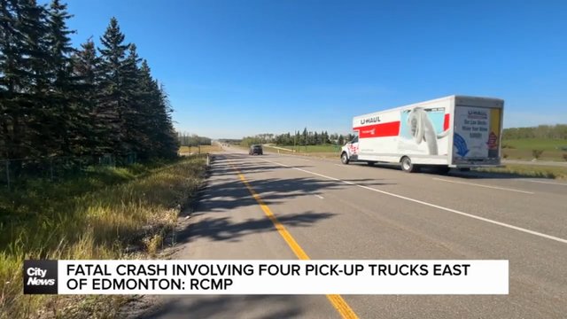 Fatal crash east of Edmonton involved multiple pick-up trucks: RCMP