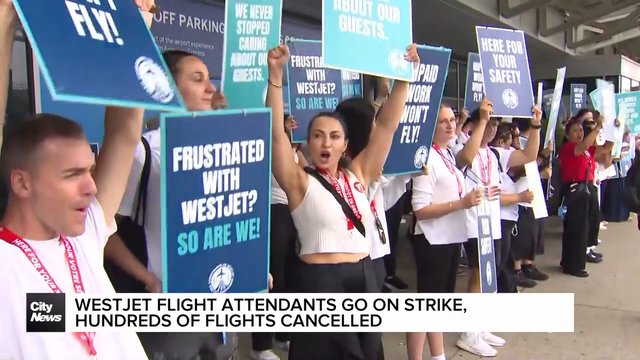 WestJet flight attendants on strike, leaving thousands of passengers scrambling