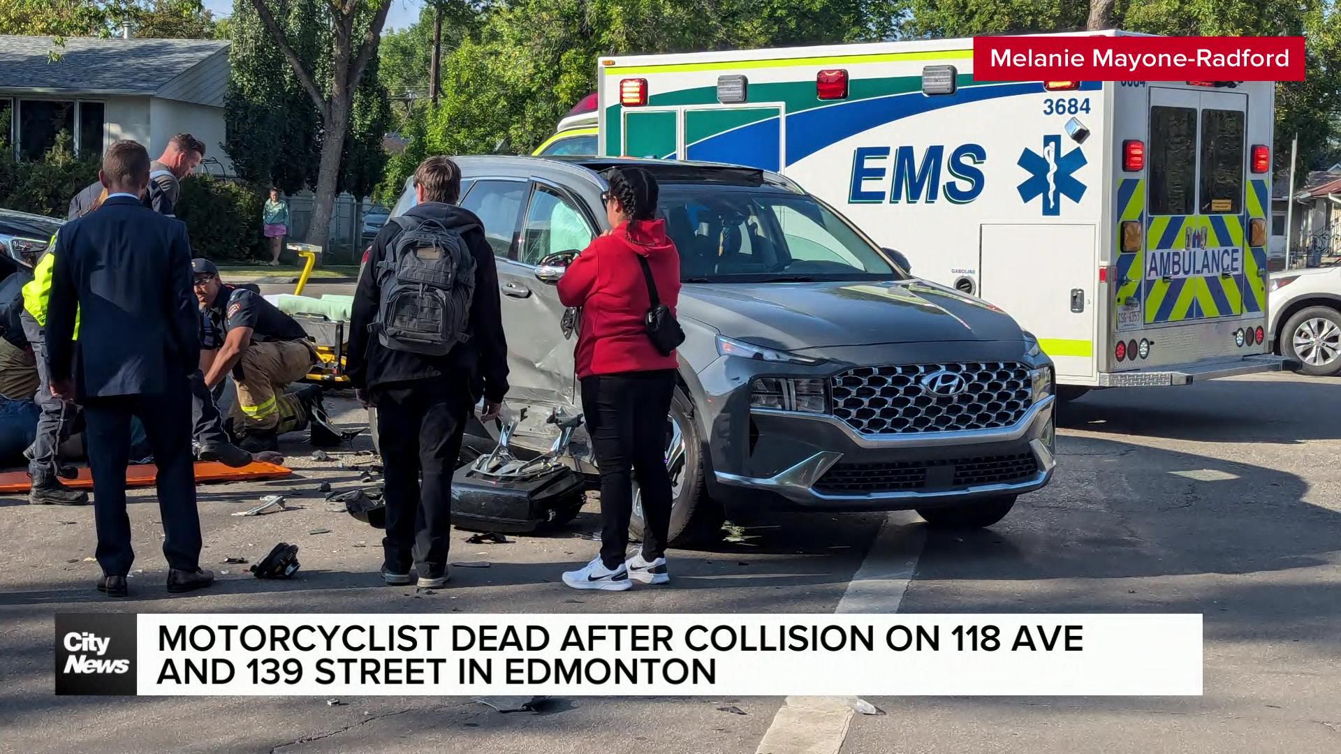 Motorcyclist dead after collision on 118 Ave and 139 Street in Edmonton