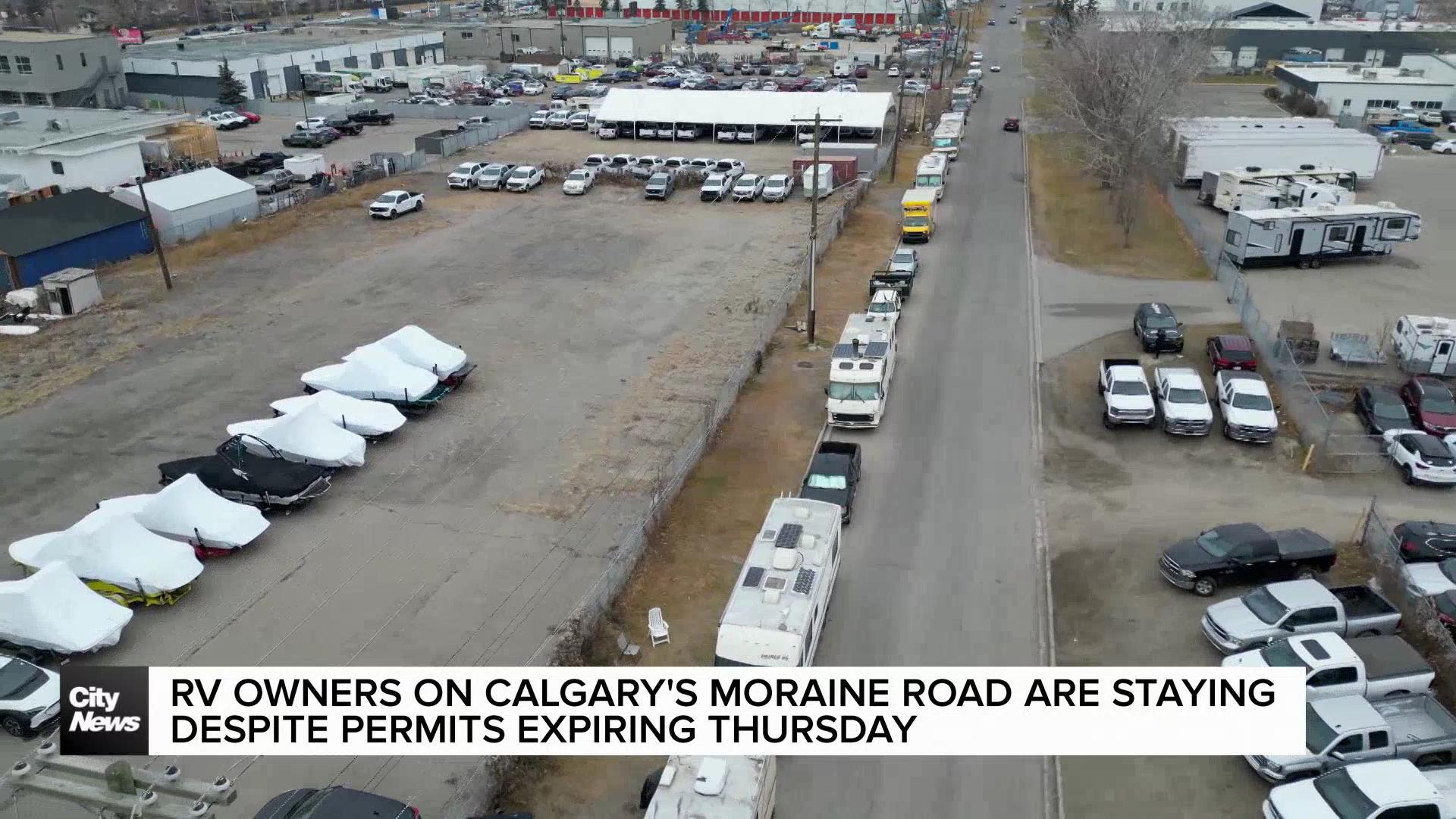 RV owners on Calgary’s Moraine Road are staying despite permits expiring Thursday