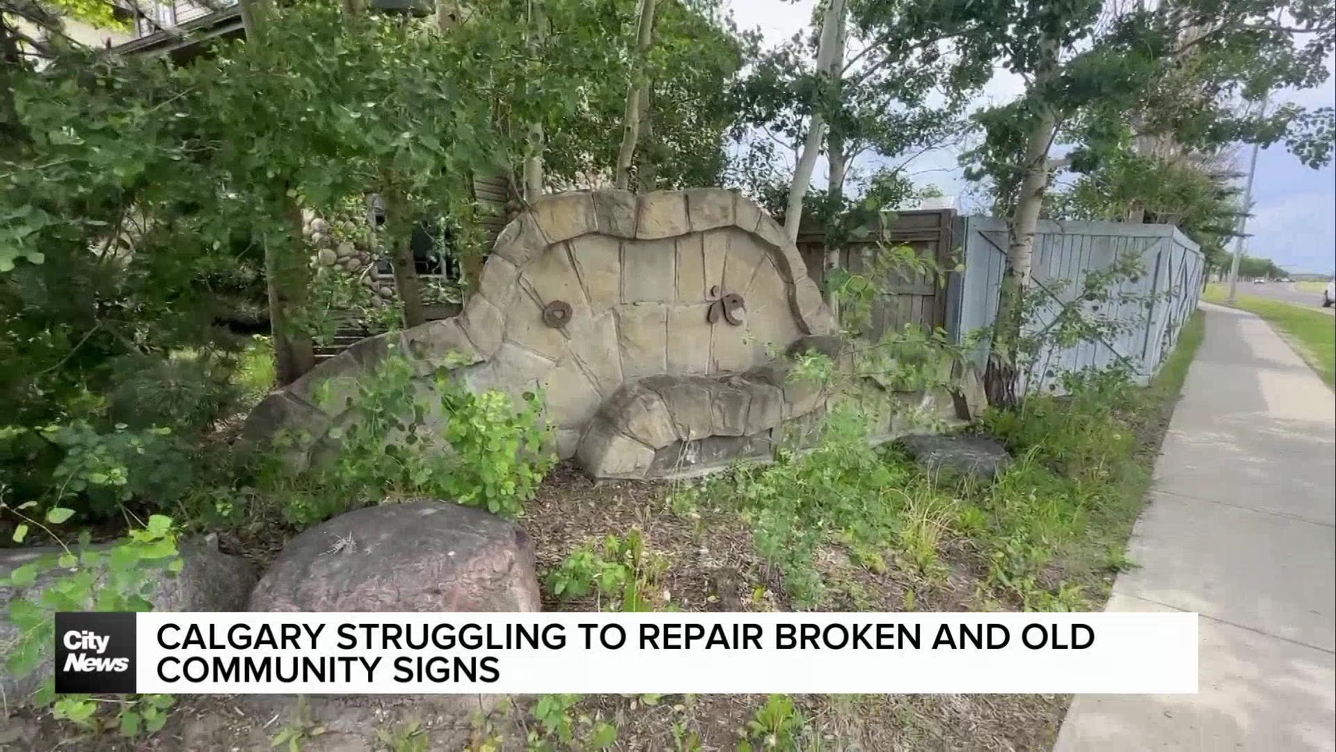Calgary struggling to repair broken and old community signs