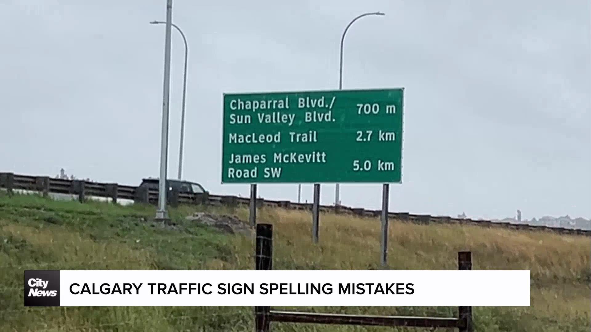 Calgary traffic sign spelling mistakes