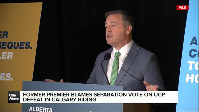 Former Premier Jason Kenney blames UCP byelection loss on separation