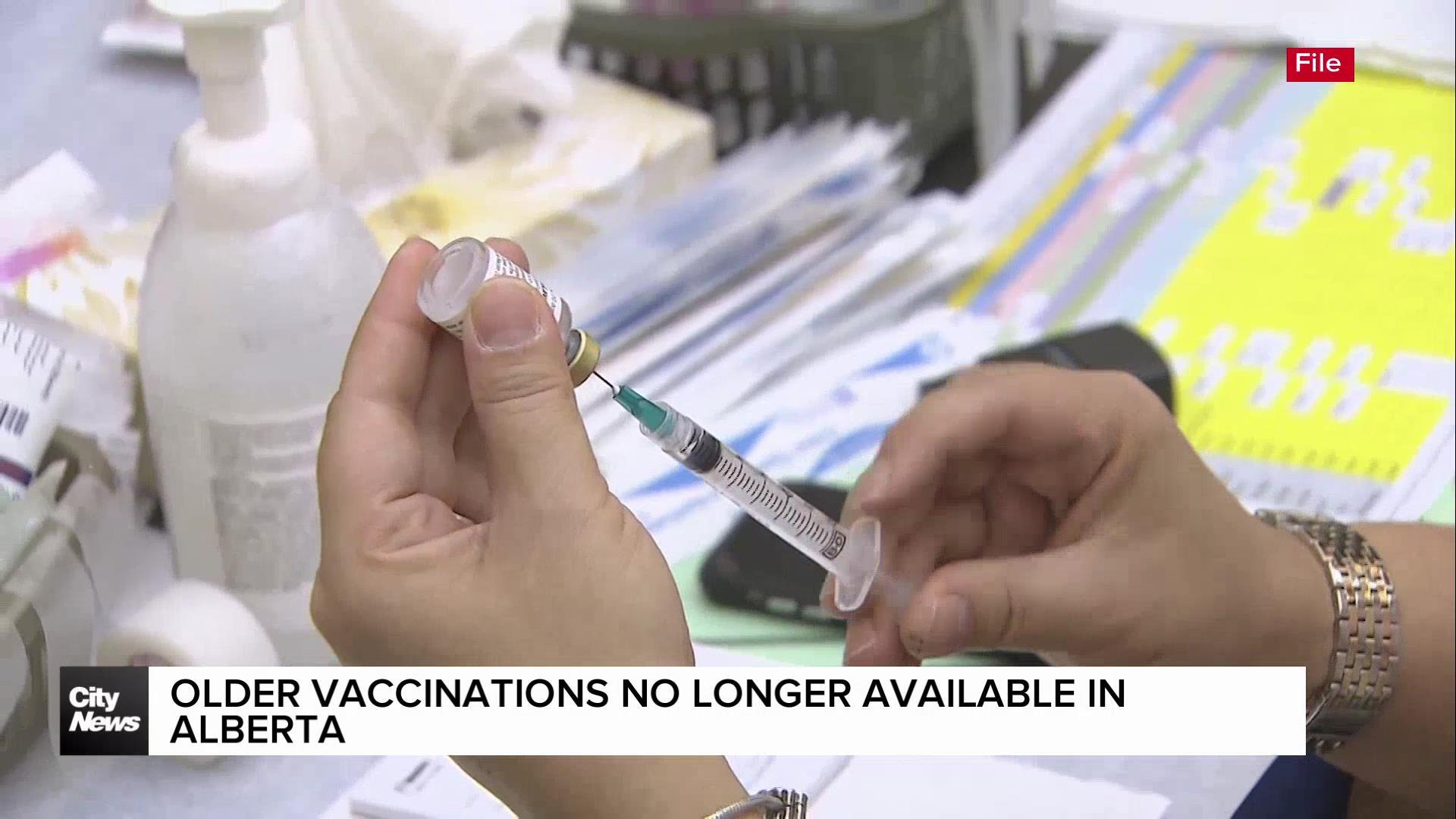 Older vaccinations no longer available in Alberta