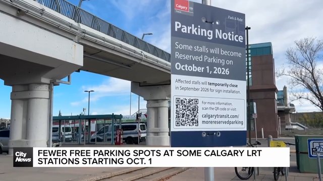 Fewer free parking spots at some Calgary LRT stations starting Oct. 1