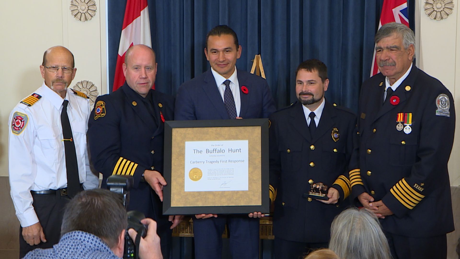 Carberry bus crash first responders, inducted into the Order of the Buffalo Hunt