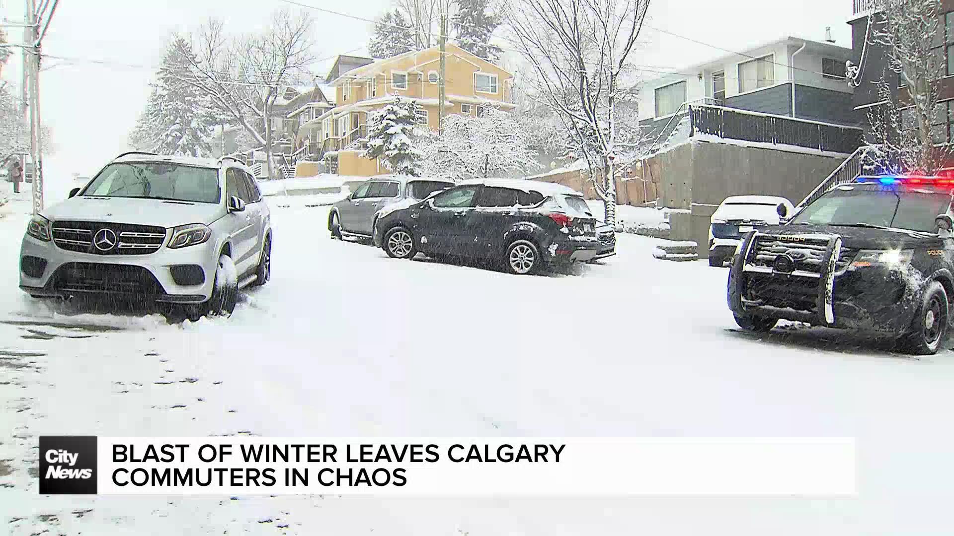 Blast of winter leaves Calgary commuters in chaos