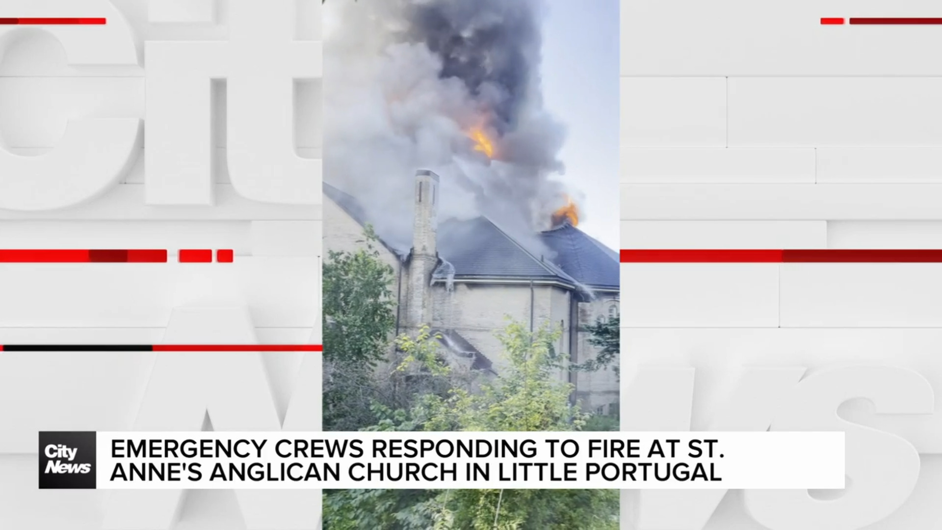 Emergency crews respond to fire at St. Anne's Anglican Church in Toronto