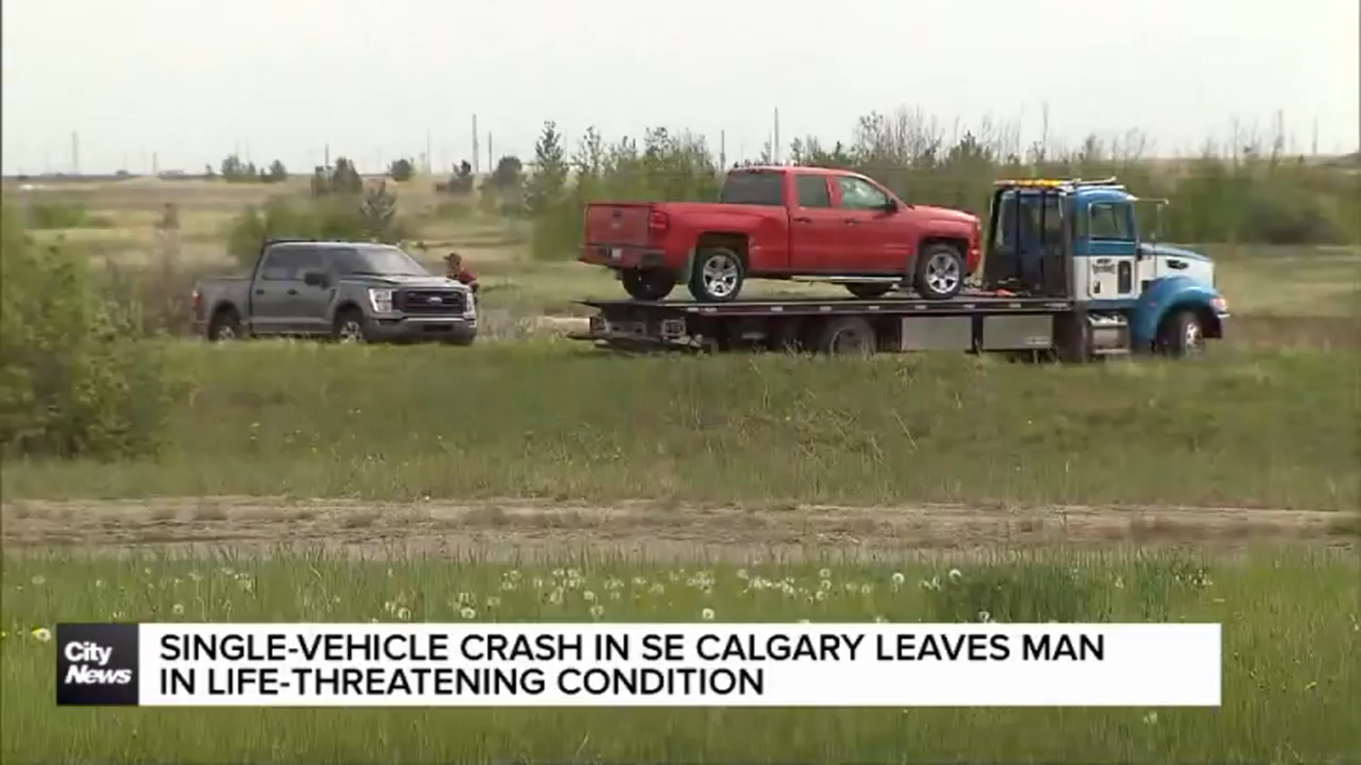 Single-vehicle crash leaves man in life-threatening condition in SE Calgary