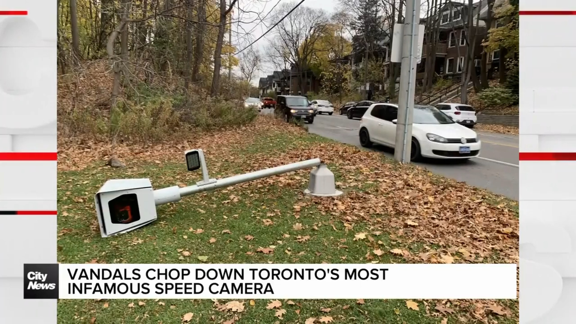 Vandals chop down Toronto's most infamous speed camera