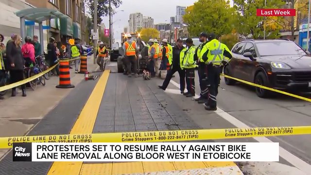 Protesters set to resume rally against bike lane removal along Bloor West in Etobicoke