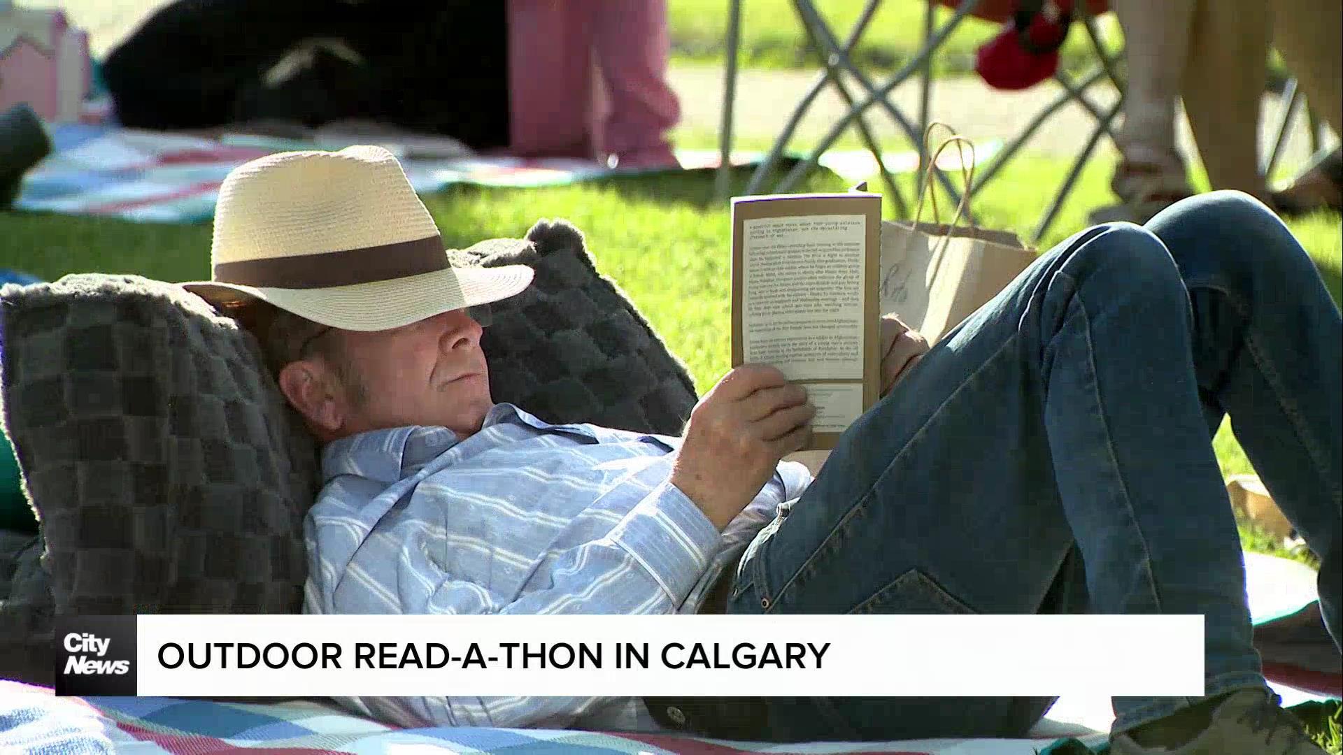 Outdoor read-a-thon in Calgary