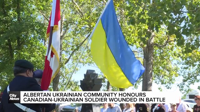 Albertan Ukrainian community honours Canadian-Ukrainian soldier wounded in battle