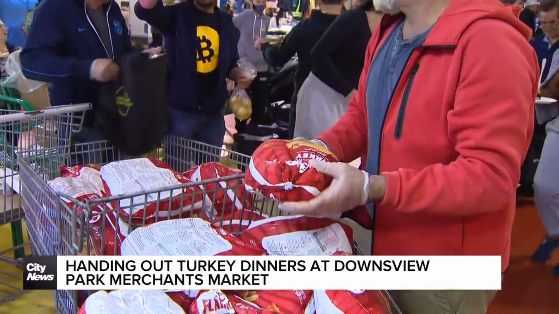 Handing out Turkey dinners at Downsview Park Merchants Market