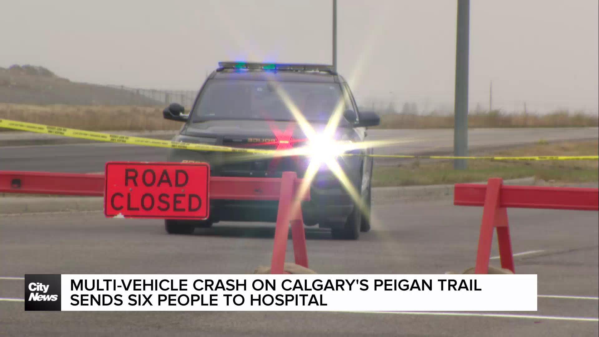 Multi-vehicle crash on Calgary’s Peigan Trail sends six people to hospital