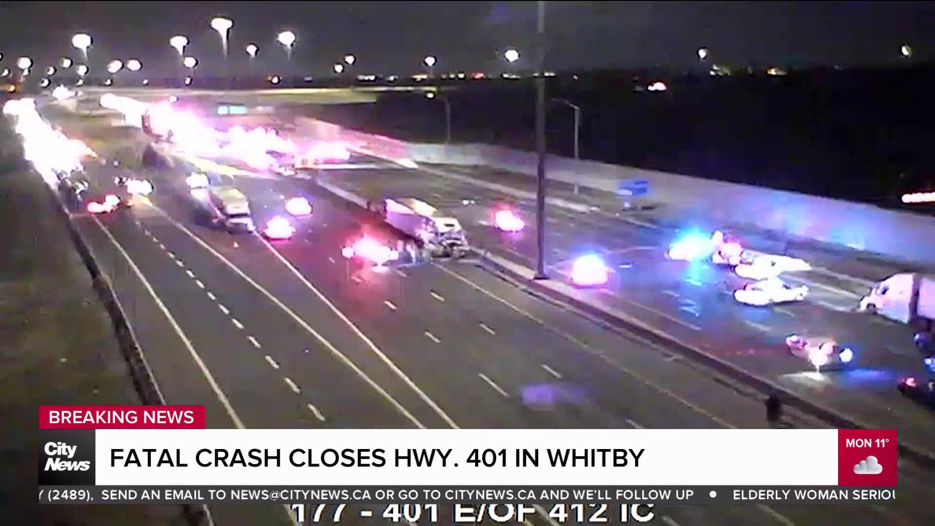Fatal crash closes Highway 401 in Whitby