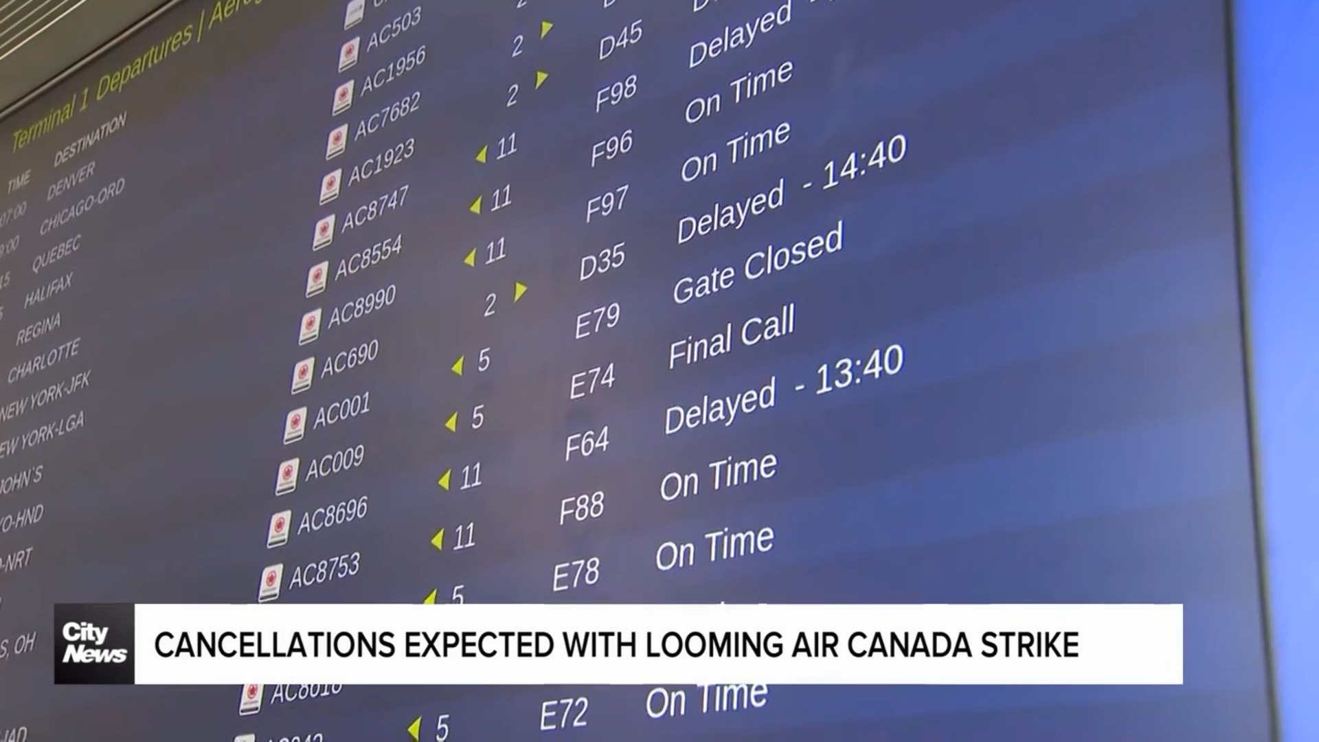 Cancellations expected with Air Canada strike threat looming