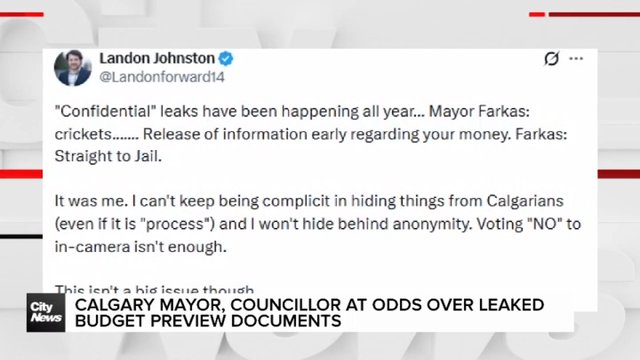 Calgary mayor, councillor at odds over leaked documents