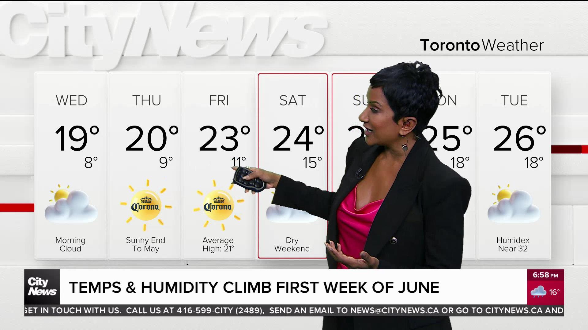 Temperatures and humidity climb in the first week of June