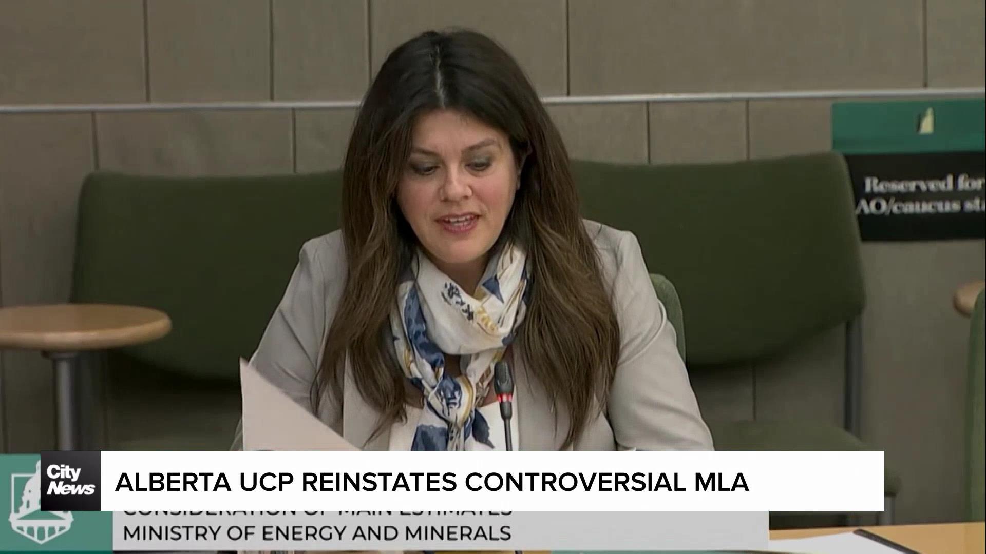 Alberta UCP reinstates controversial MLA