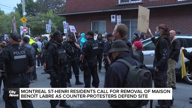 Protest met with counter-protesters at Montreal Maison Benoît Labre