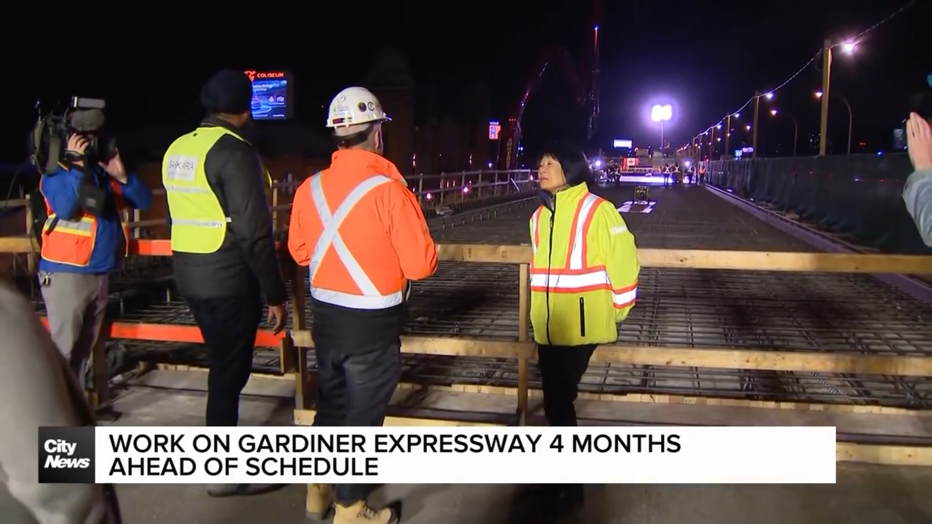 Chow celebrates Gardiner construction ahead of schedule.