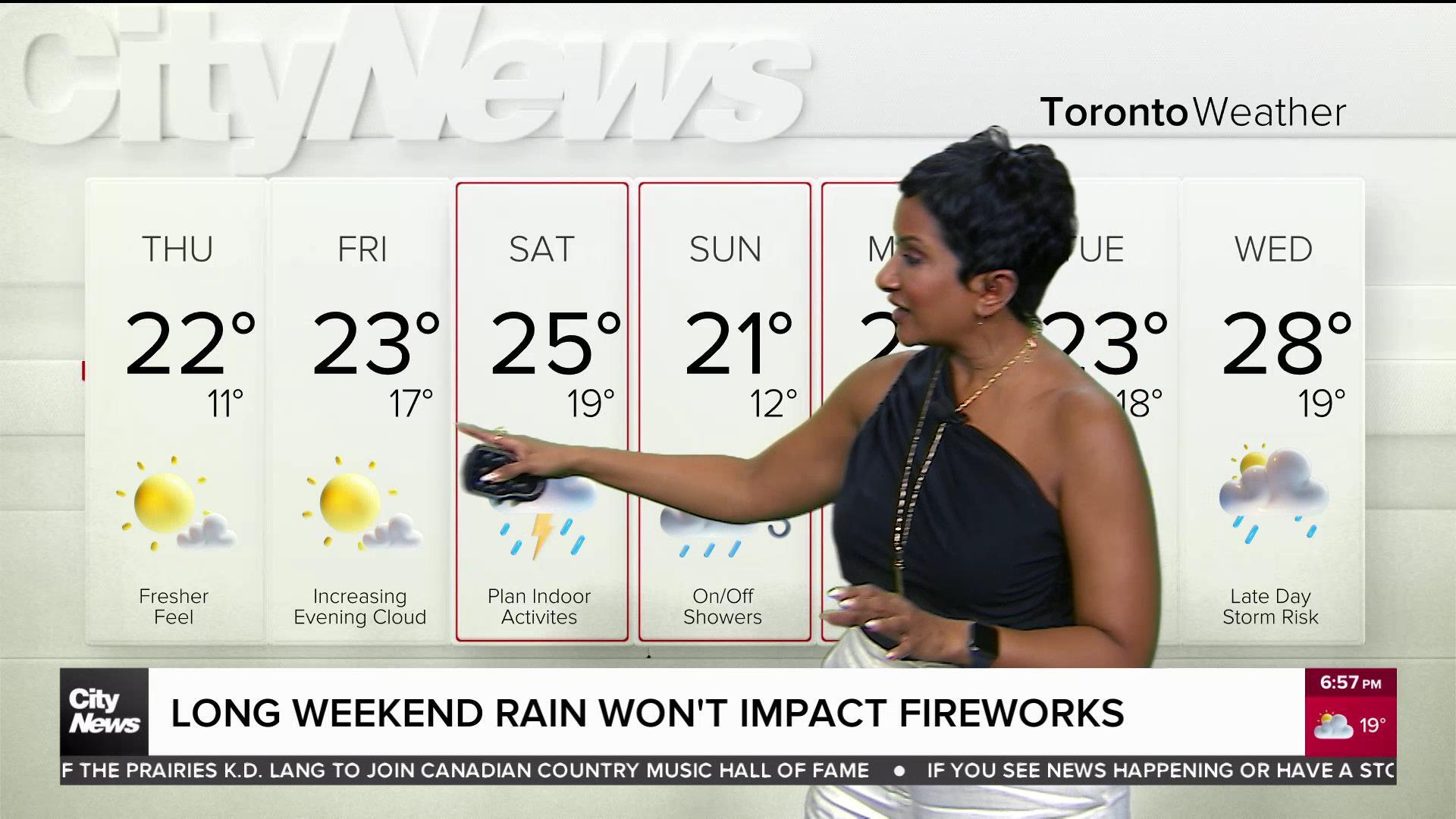 Long weekend rain won't affect Canada Day fireworks
