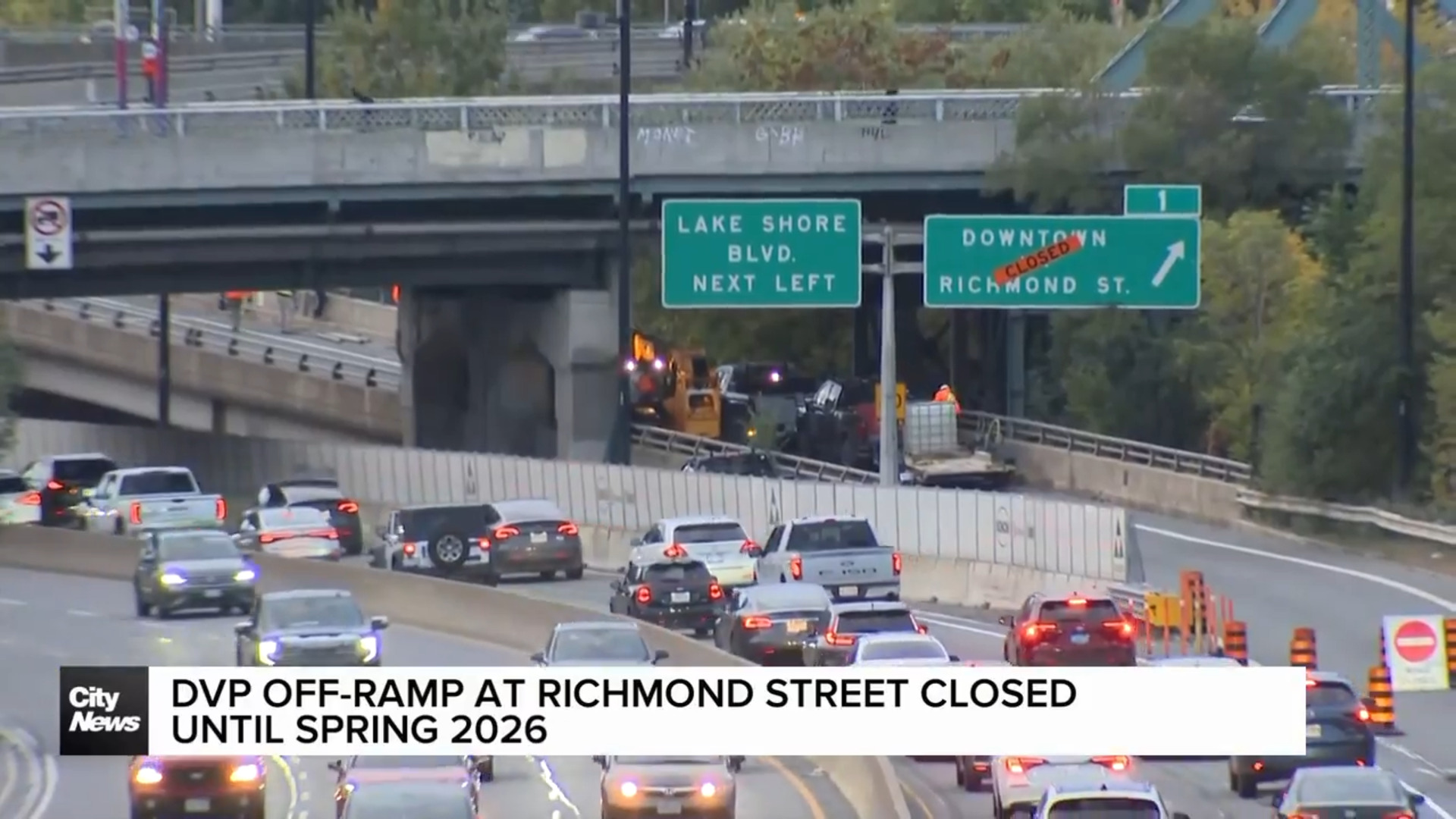 Drivers frustrated with key DVP off-ramp closed for construction