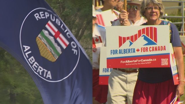 Two opposing sides of Alberta separation rallied ahead of Alberta Day