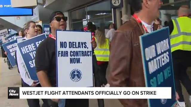 WestJet flight attendants officially on strike