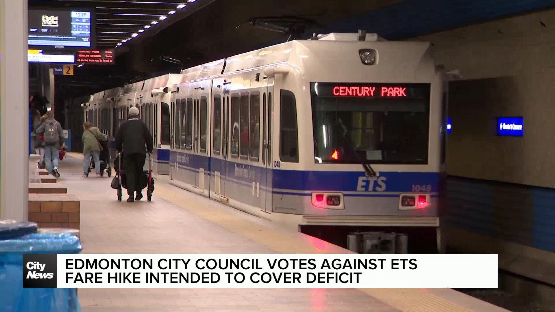 Edmonton city council votes against ETS fare hike to cover deficit