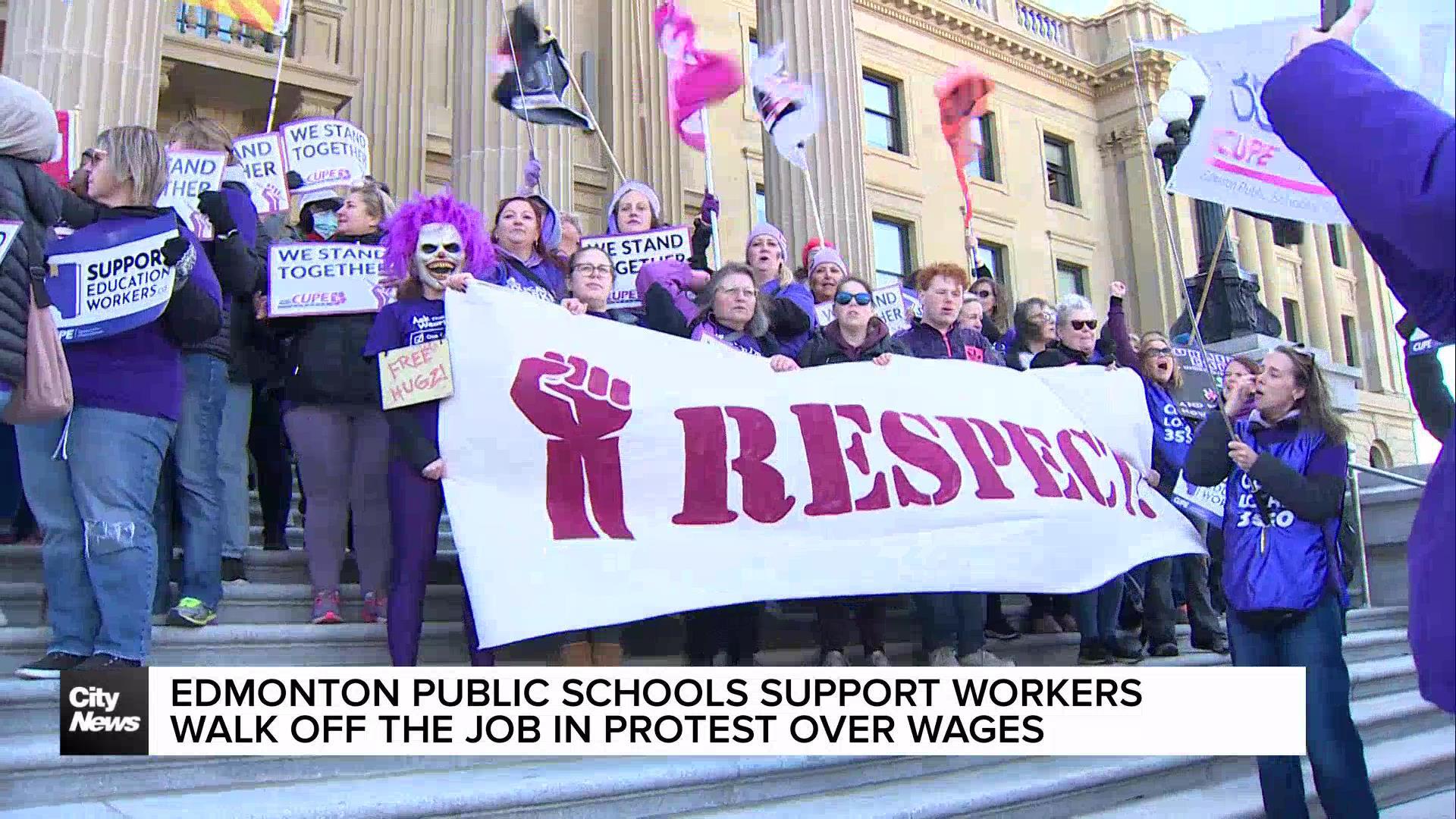 Education workers walk off the job in Edmonton