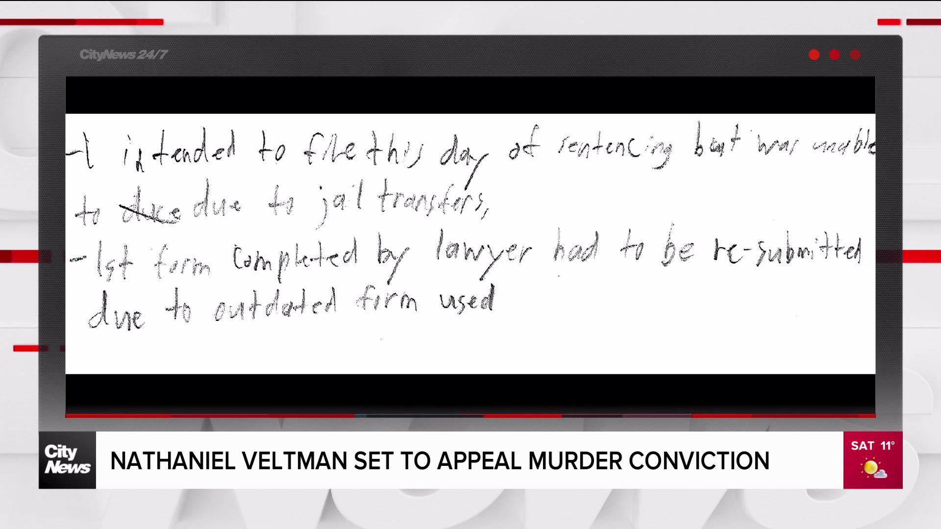 Nathaniel Veltman set to appeal murder conviction