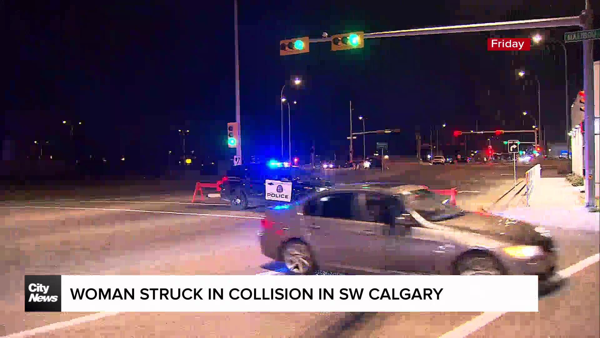 Woman rushed to hospital after being hit by a vehicle in Calgary’s southwest