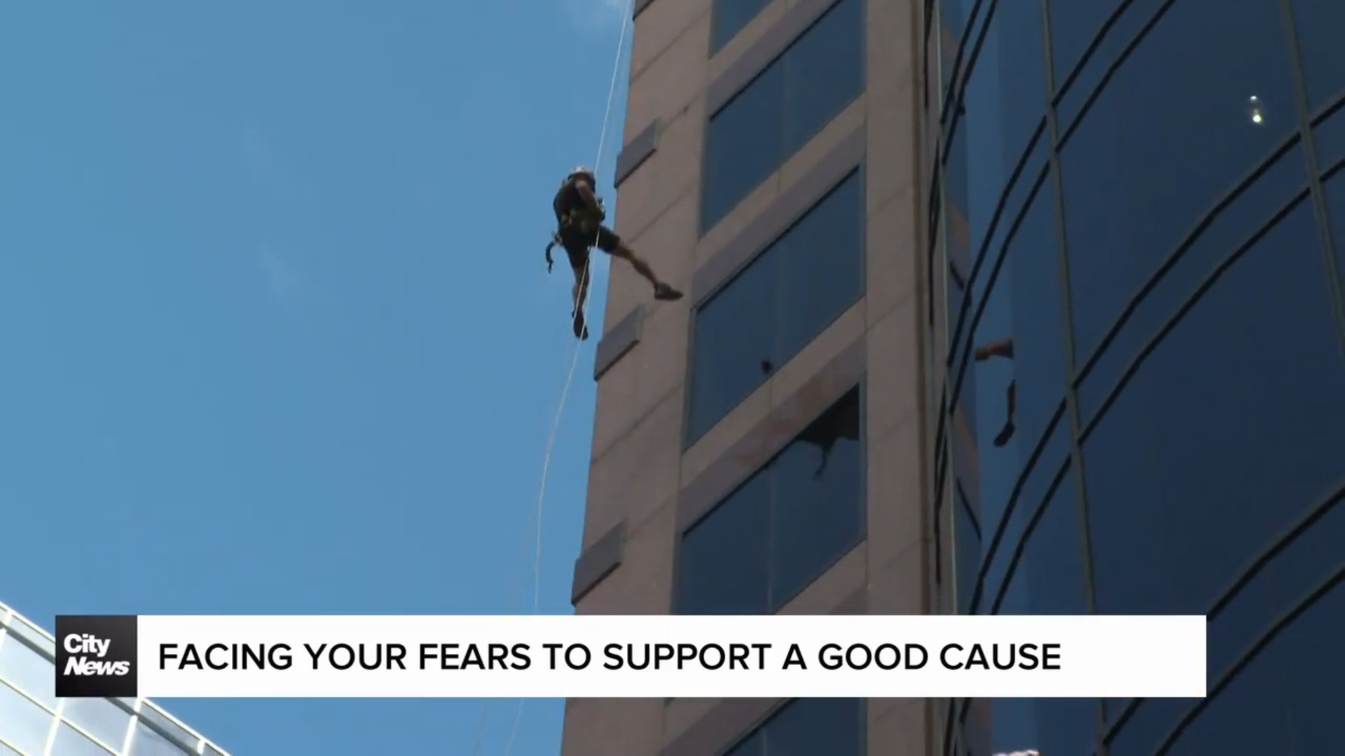 Rappelling down a Toronto high rise for a good cause