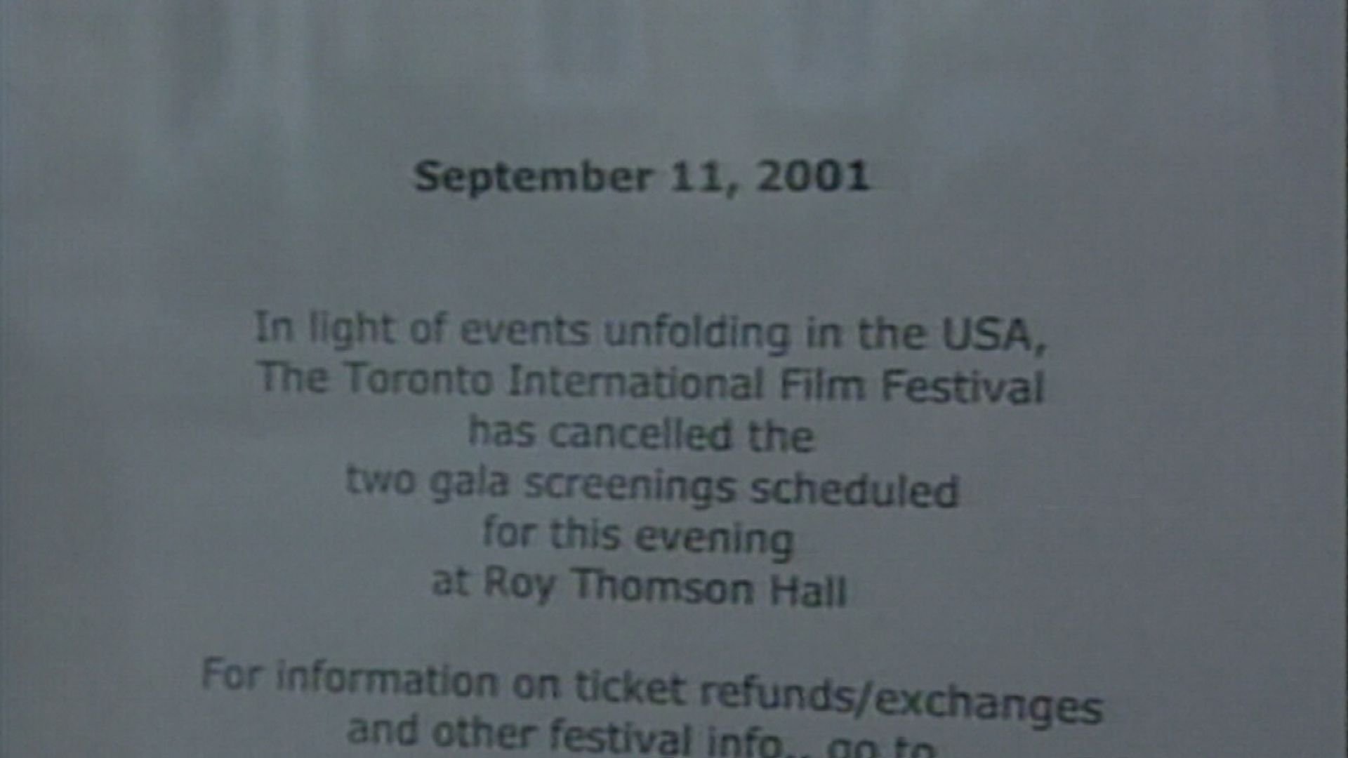 TIFF pauses screenings | 9/11 25th anniversary