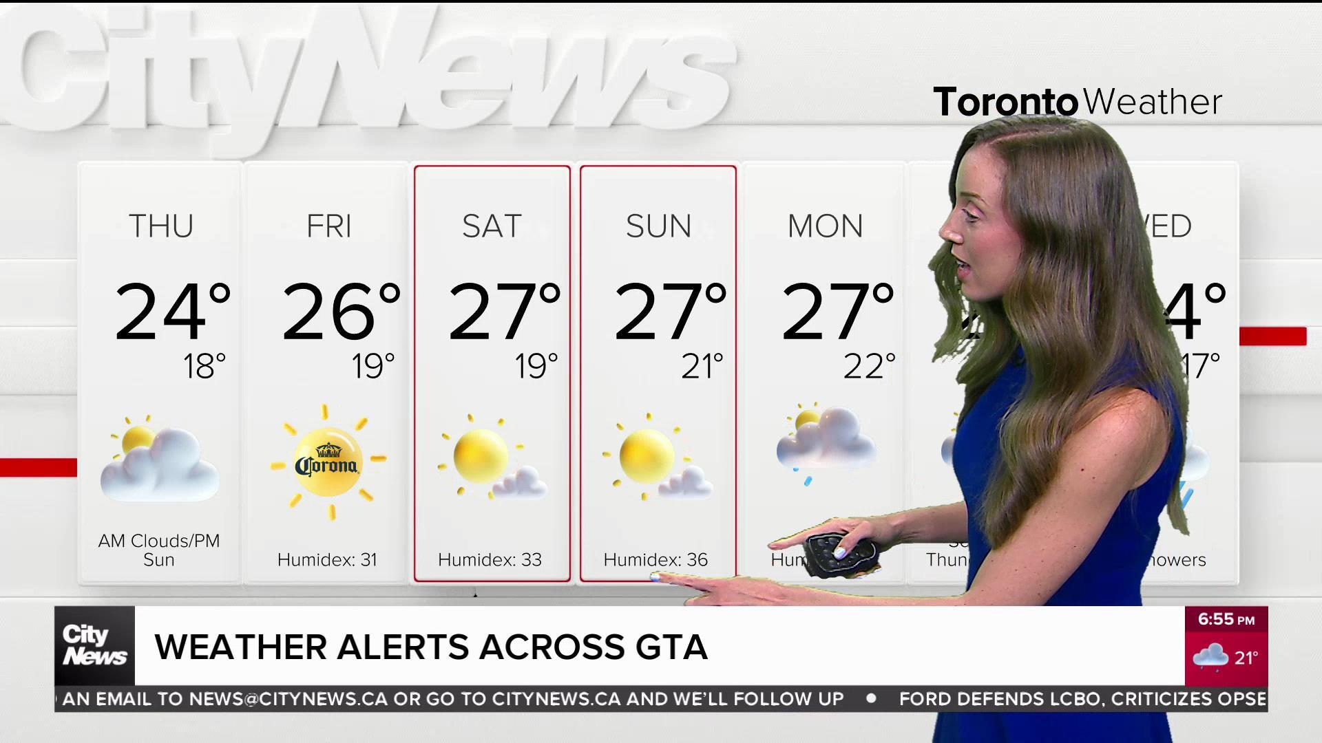 Weather alerts continue Wednesday evening in GTA
