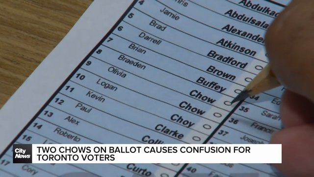 Two Chows on ballot causes confusion for Toronto voters