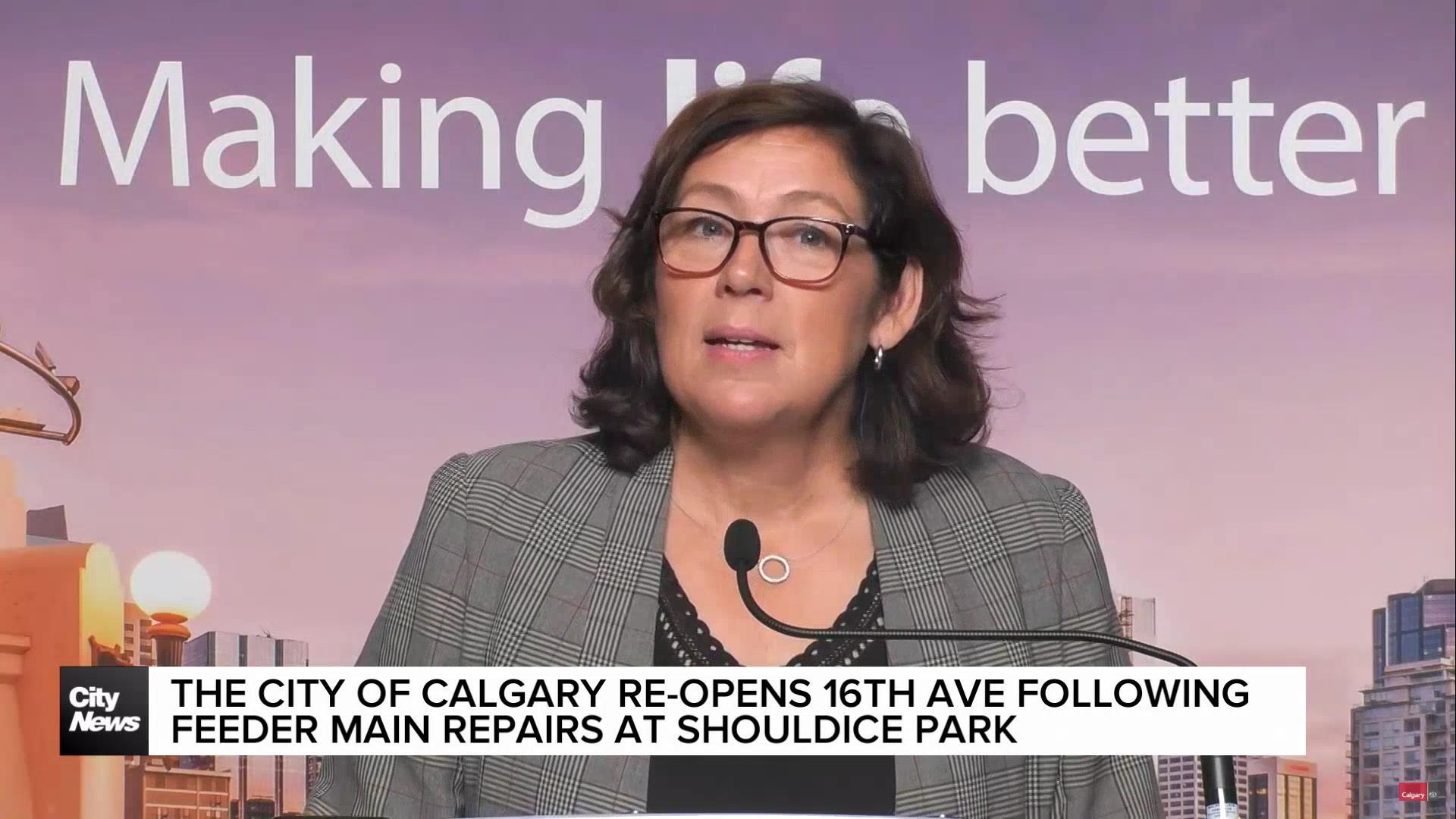 Calgary re-opens 16th Ave following feeder main repairs at Shouldice Park