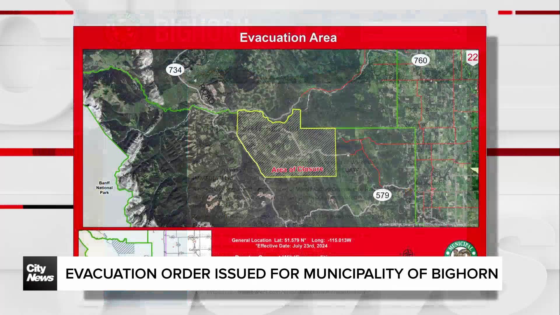 Evacuation order issued for Municipal District of Bighorn