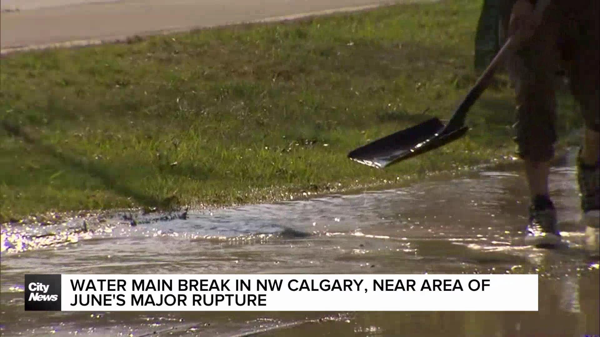 Water main break in NW Calgary, near site of June's major rupture